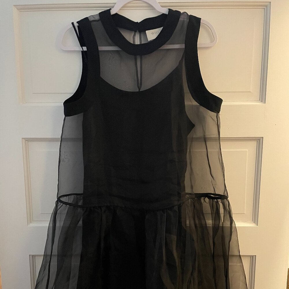 BHLDN Anthropologie Kendall Organza Black Mini Dress - Size M